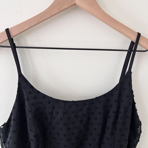 Lulus Black Swiss Dot Mini Wrap Dress - Medium - Picture 7 of 12